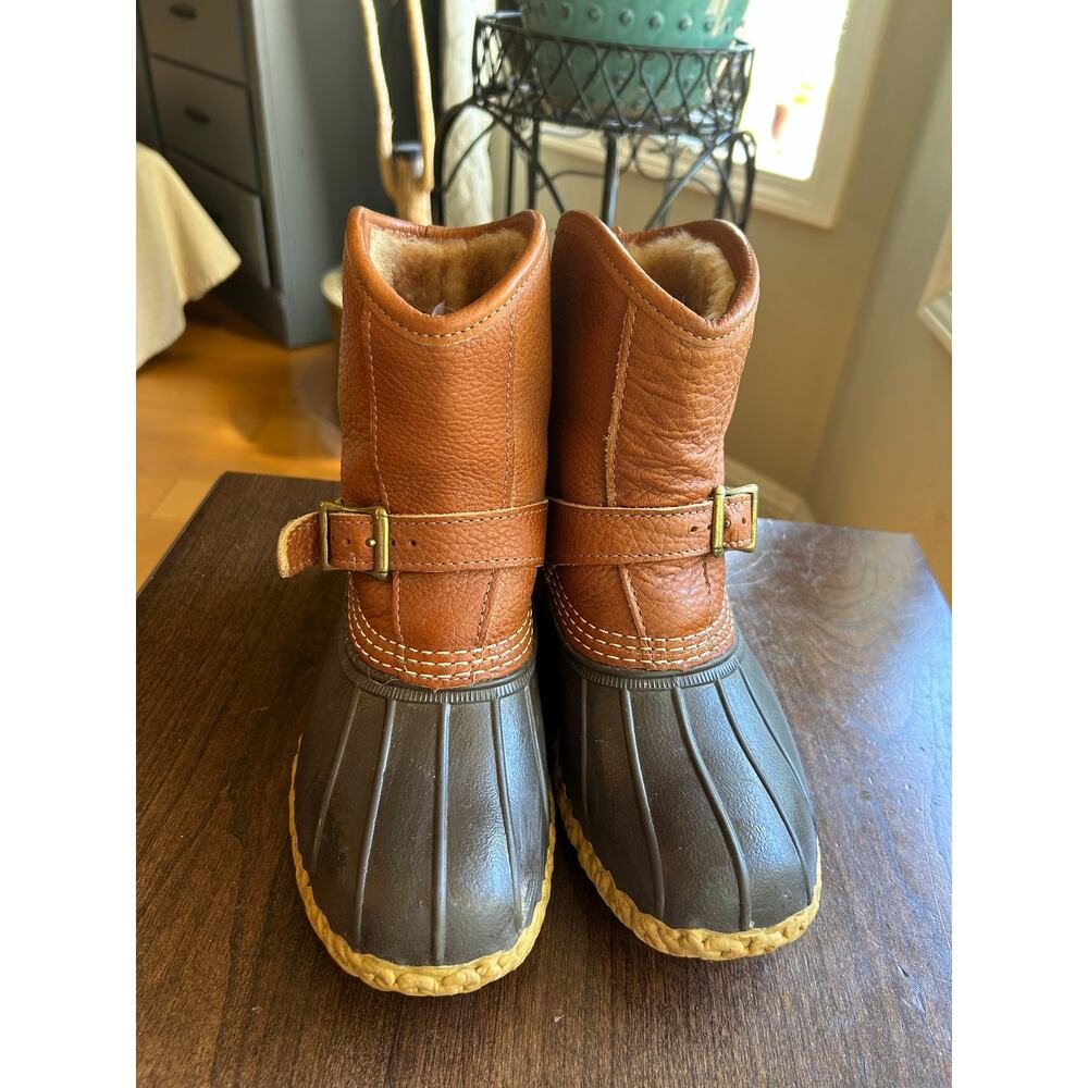 L.L. Bean Leather & sheepskin Lounger Duck Boots Sz 7 - Picture 2 of 9